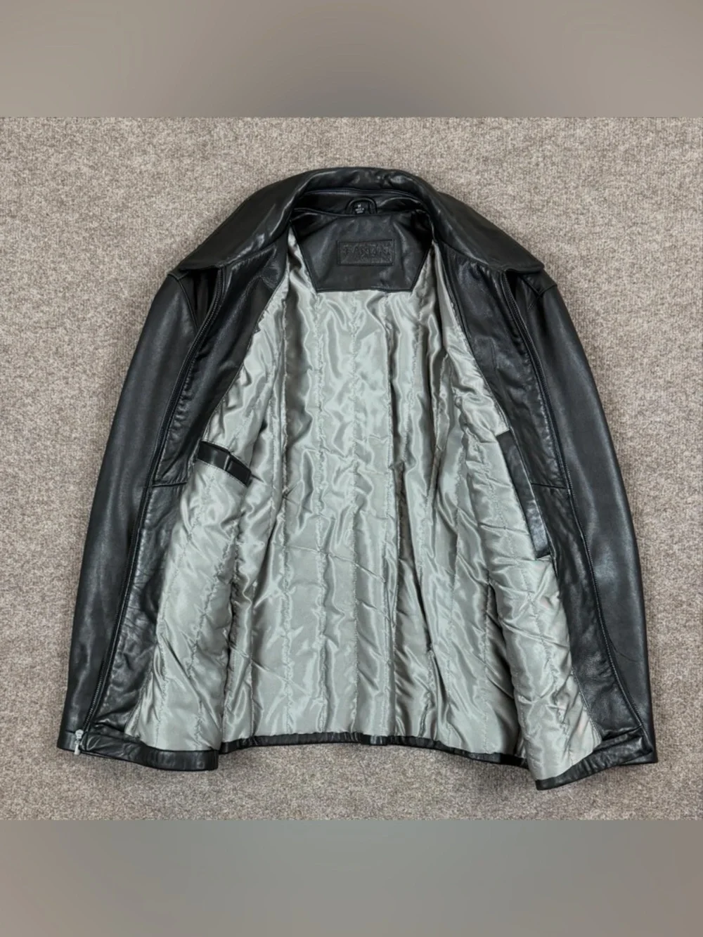 Brandini Black Genuine Leather Full Zip Moto Jacket Men’s Medium Waist Adjusters
